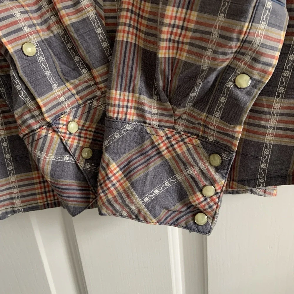 True Religion Plaid Western Pearl Snap Long Sleeve Shirt Men XXXL 3XL Cotton